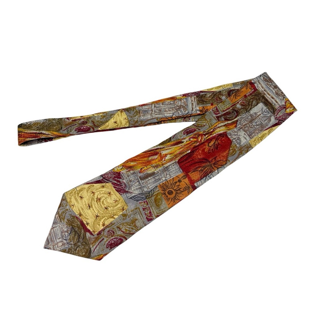 ERMENEGILDO ZEGNA‎ Vintage 100% Silk Tie in Retro Print